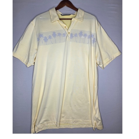 Travis Mathew Other - Travis Mathew Golf Polo Shirt XXL Yellow Gray Palm trees‎ minor flaws